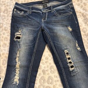 Ariya Dark Blue Distressed Skinny Jeans
